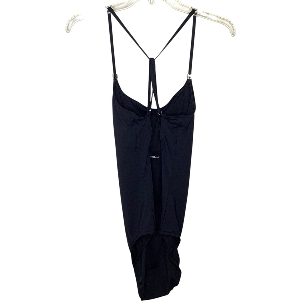 Calvin Klein Swimsuit Women Sz 16 Black One Piece High Leg Low Back Strappy NWOT - Picture 6 of 11